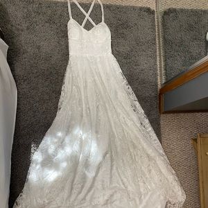 Halter Empire White Lace Prom/Evening Dress